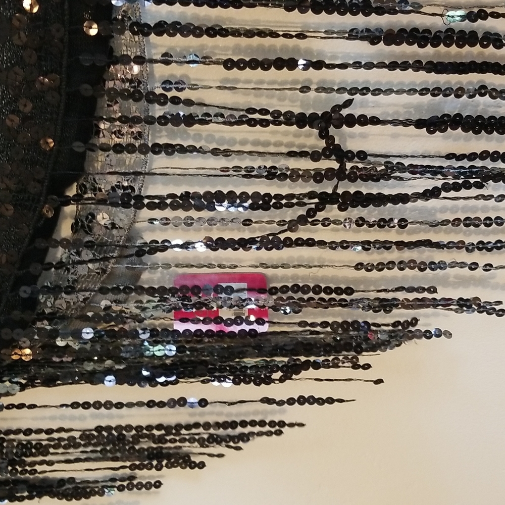 Black and Silver Sequin Scarfs
